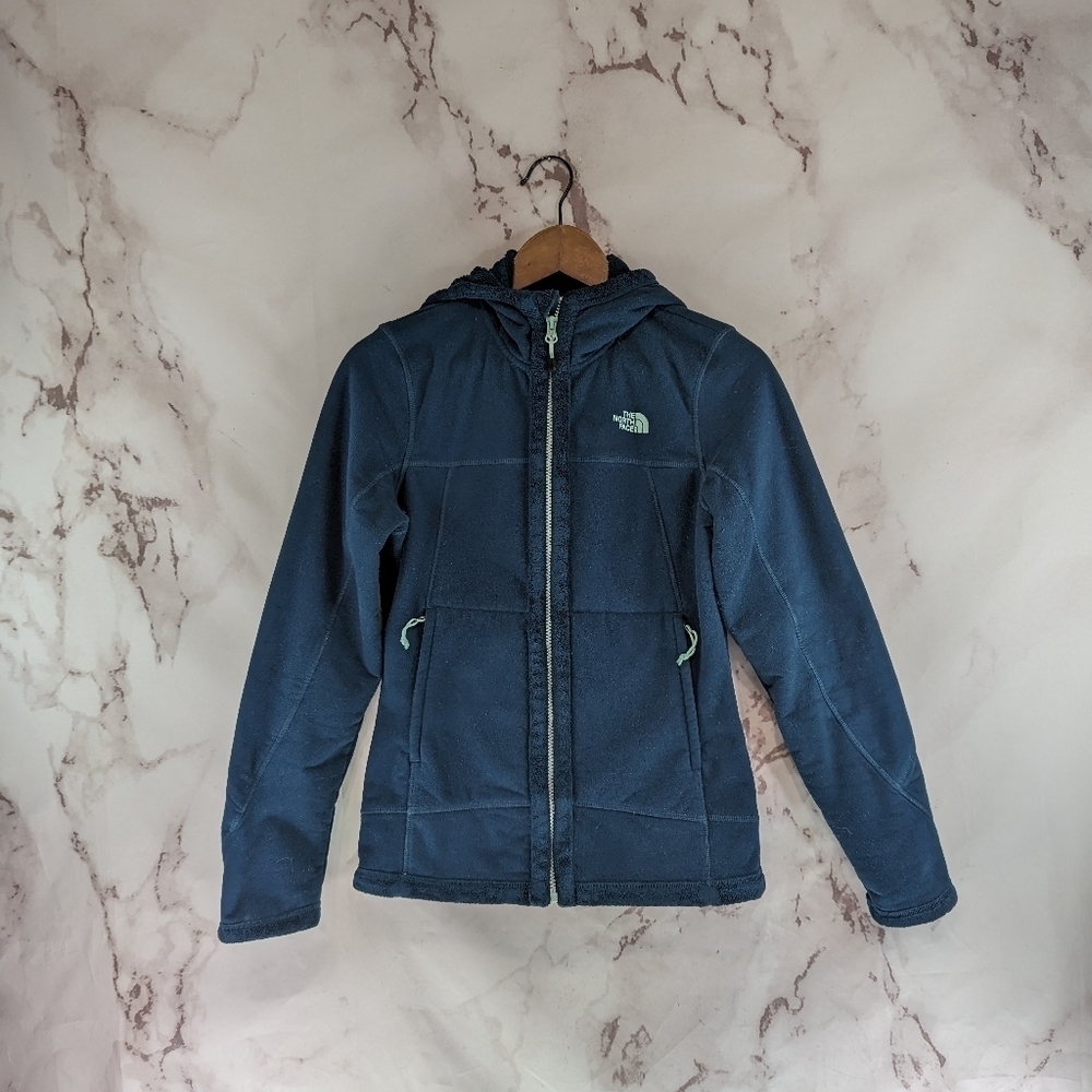 The North Face Jacket Women Small Blue Fleece Full Zip Hood Mezzaluna
